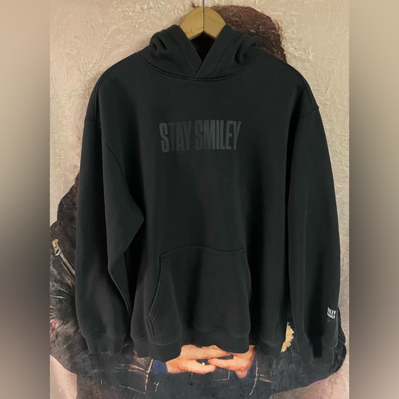 Hu0026M | Shirts | Hm X Smiley Stay Smiley Hoodie Sweatshirt Black Size Medium  | Poshmark